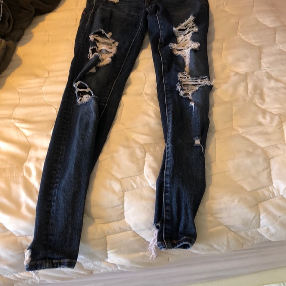 distressed dark wash jeans - Picture 2 of 5